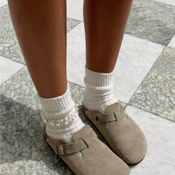 Birkenstock Suede Clog Mules in Taupe - Picture 3 of 5
